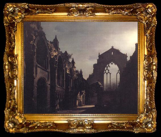 framed  Luis Daguerre The Ruins of Holyrood Chapel,Edinburgh Effect of Moonlight, ta009-2